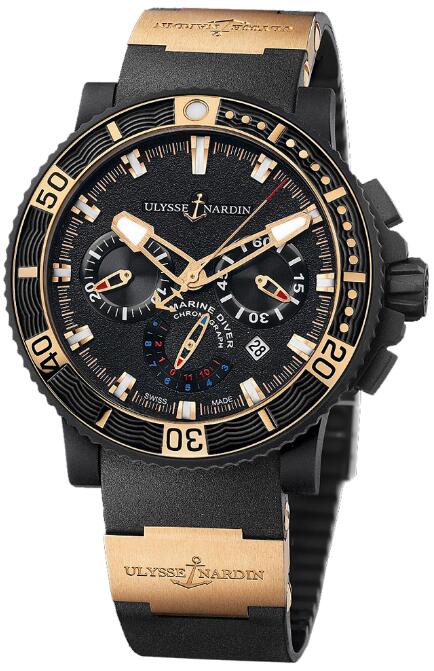 Ulysse Nardin Maxi Marine Diver Black Sea Chronograph Replica Watch Price 353-90-3